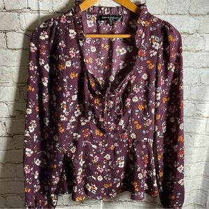 Ash & Violet Women's Floral Top Romantic Cottagecore Purple